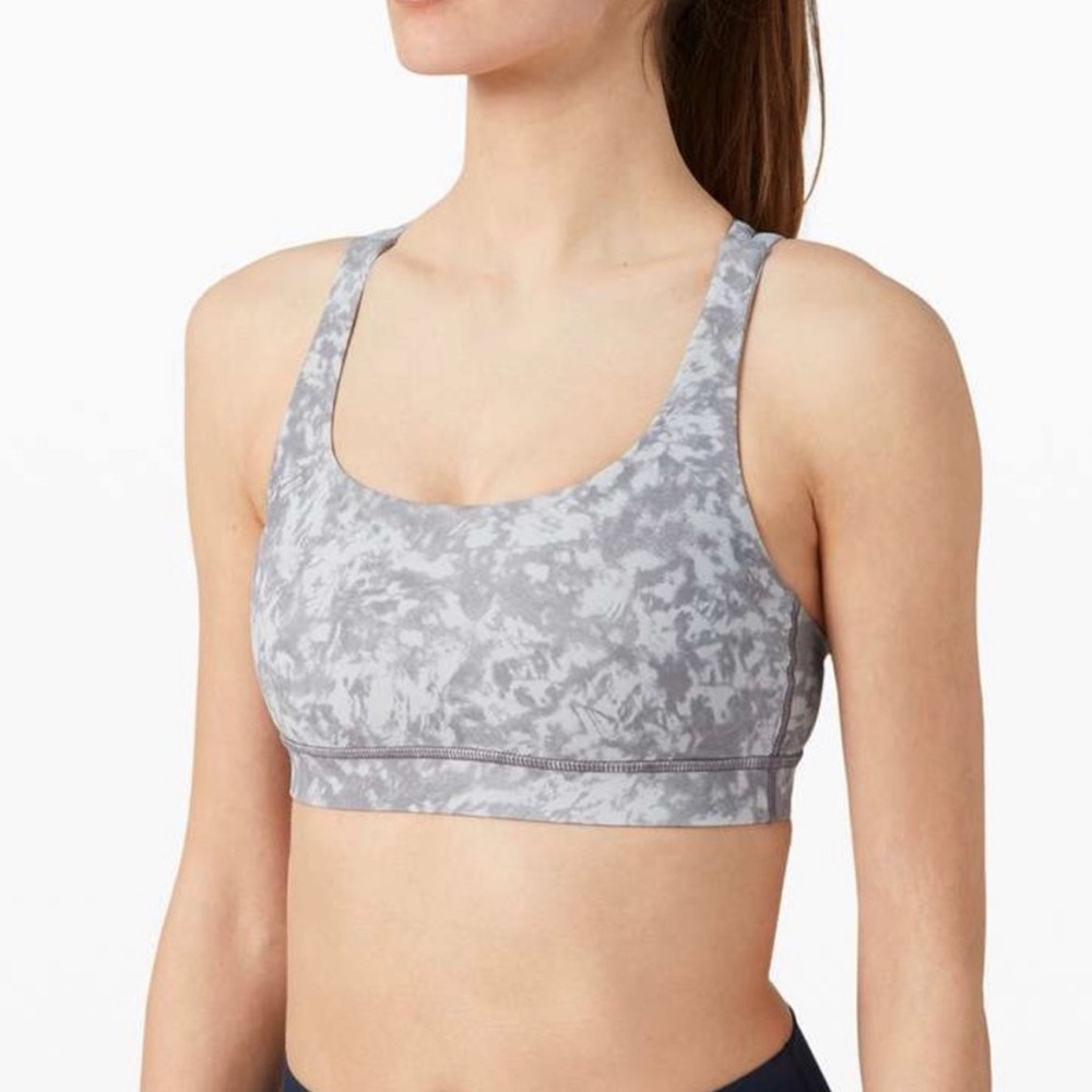 Lululemon Energy Luxtreme Bra Medium Support B-D Cup Summer Shade Ice Grey Multi